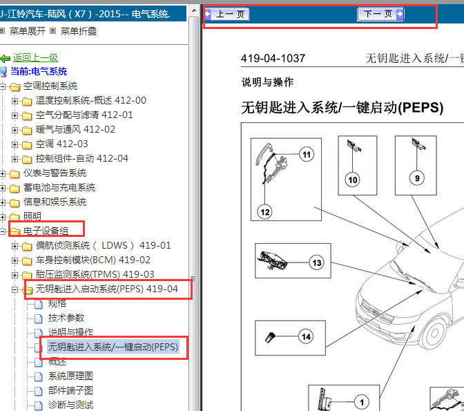 2015年江铃陆风X7智能钥匙位置