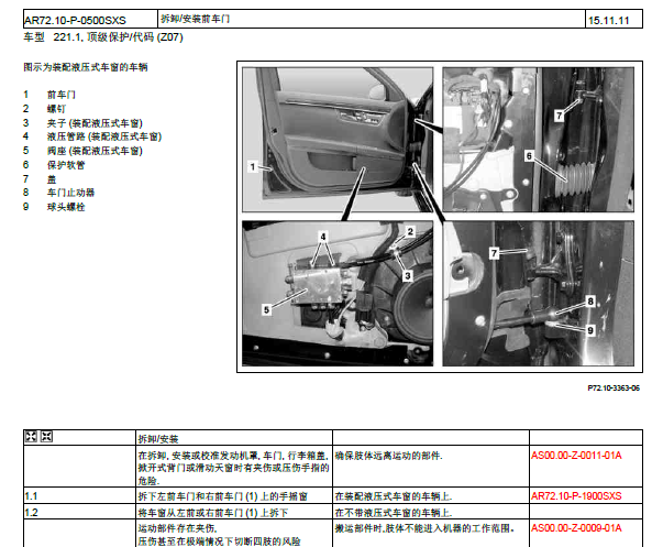 2006年奔驰S350前门拆装资料