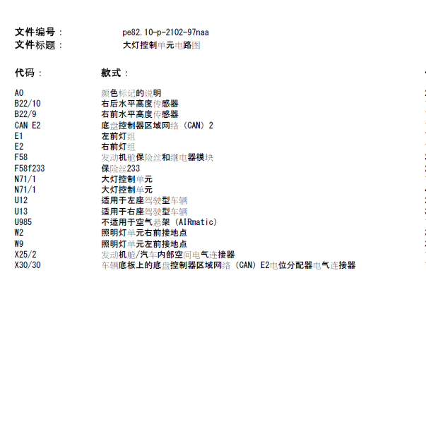 13年奔驰GL350大灯控制线路图