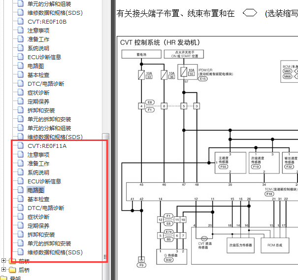 2011-2012年日产骐达变速箱电路图