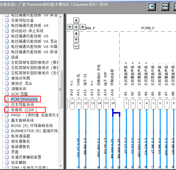 2014年卡宴收音机和PCM电路图