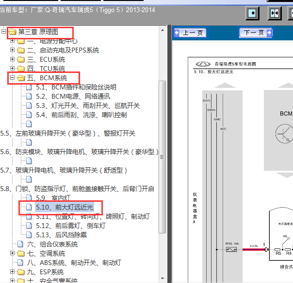 2013-2014年瑞虎5大灯线路图