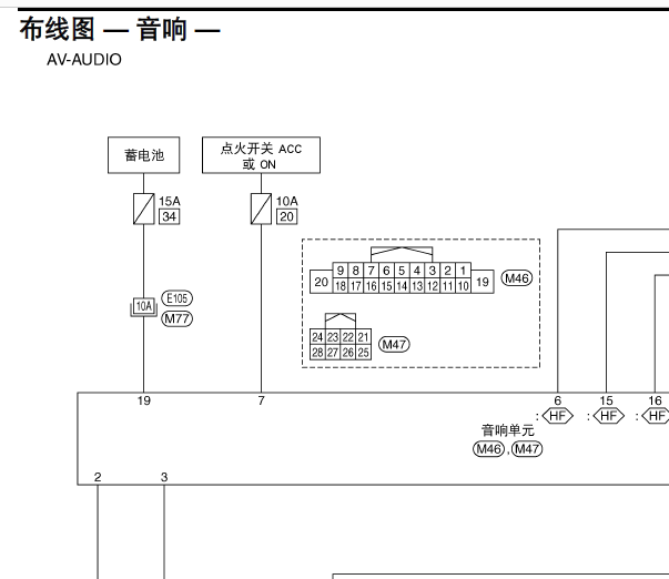 2009年日产轩逸娱乐音响系统电路图