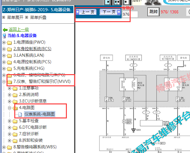2019年郑州日产锐骐6仪表电路图