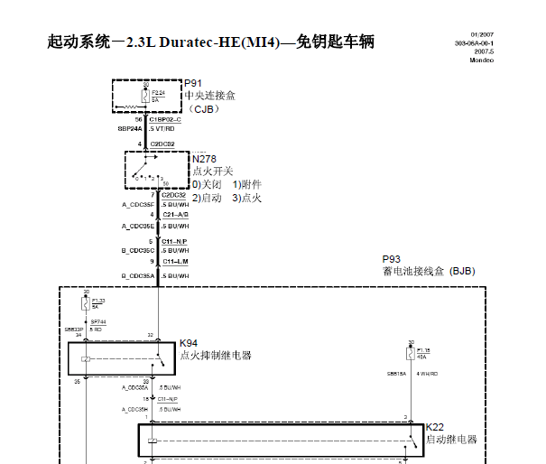 2008年蒙迪欧致胜起动电路图