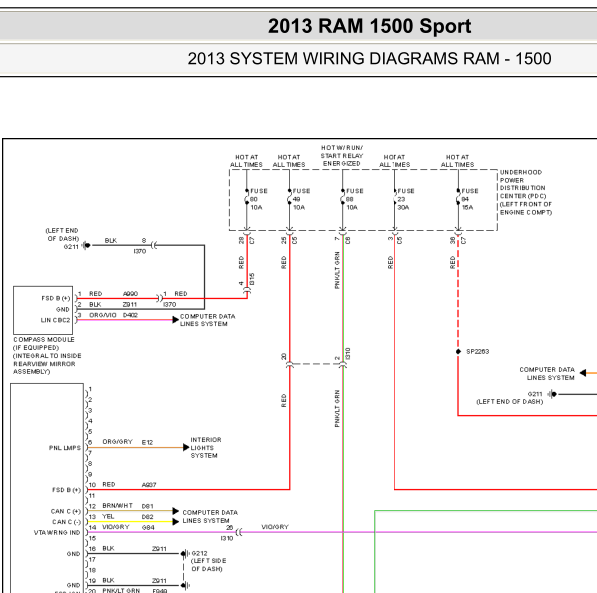 13年道奇RAM SPORT 5.7排量燃油液位传感器电路图