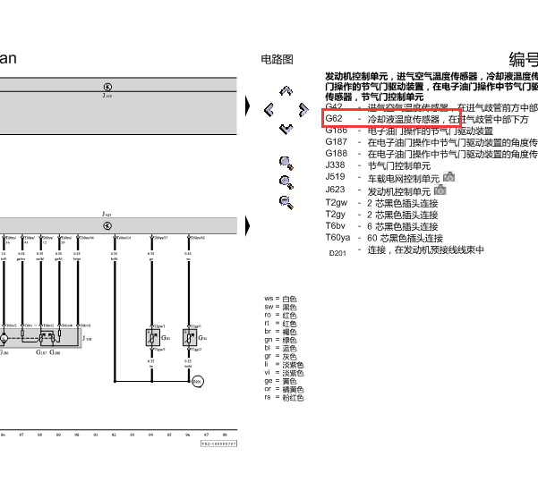 09年大众迈腾冷却液温度传感器线路图