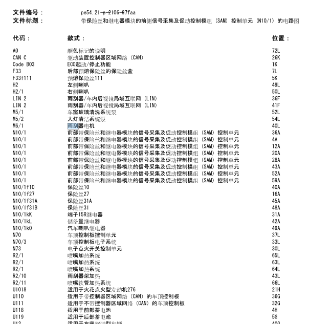 13年奔驰C200雨刮线路图