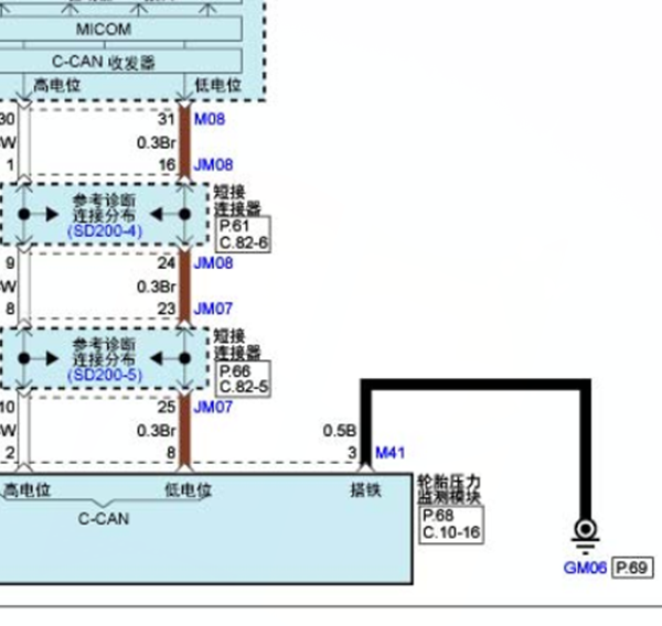 14年起亚K3胎压监测线路图