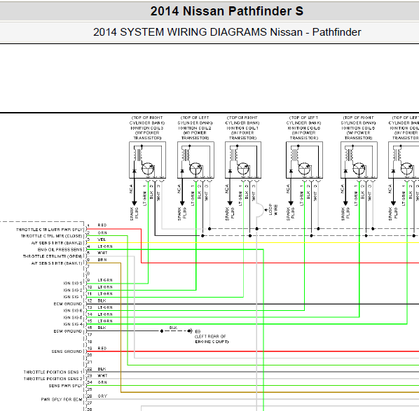 2014年PATHFINDER发动机电路图