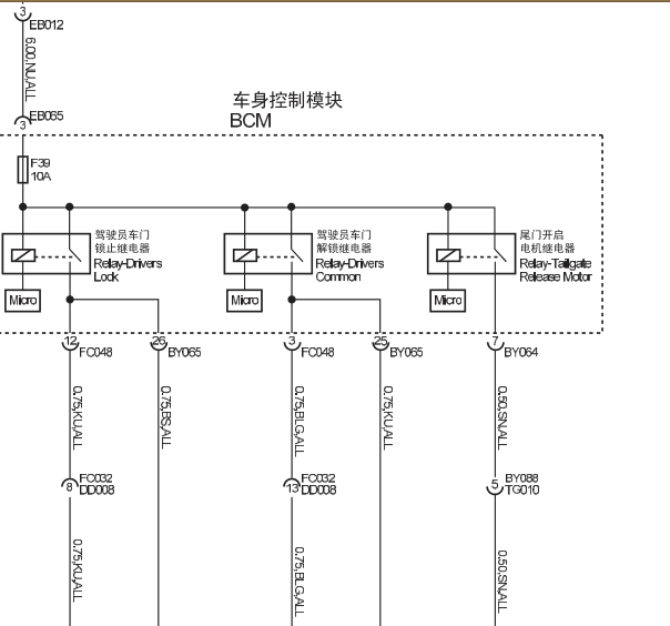 12年名爵MG6车身控制线路图