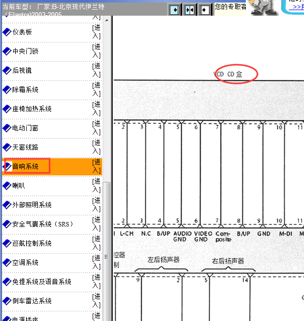 04年现代伊兰特CD系统线路图