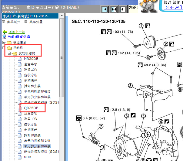 2012-2013年日产奇骏发动机扭矩