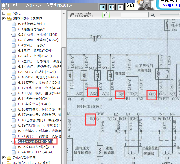 天津夏利N5 4GA1发动机电路图