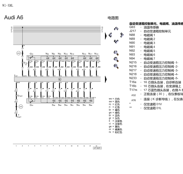 02年奥迪A6L变速箱线路图