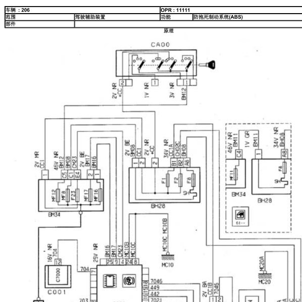 标致206 ABS电路图