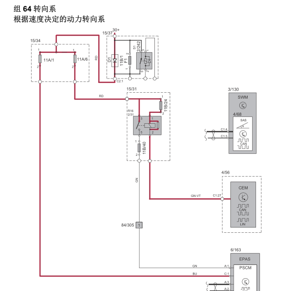 14年沃尔沃V40转向系统线路图
