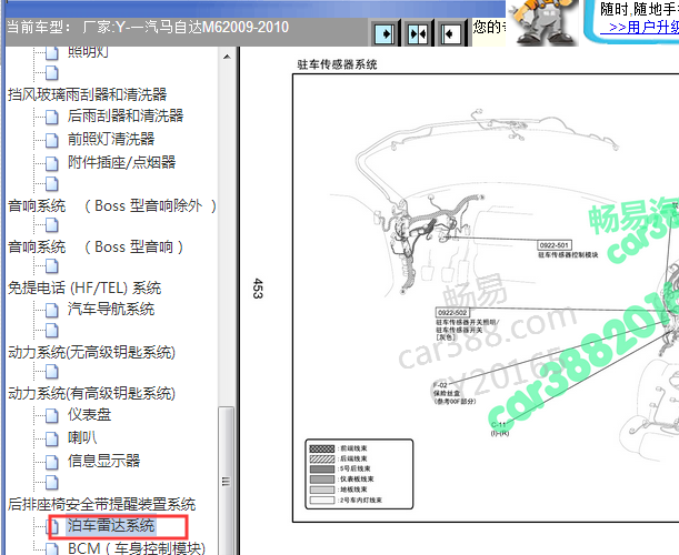 2009-2010年一汽马自达M6倒车雷达位置