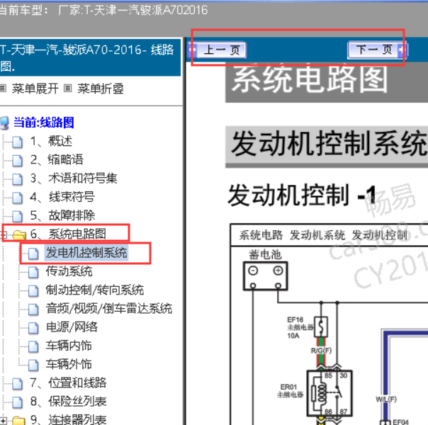 2016年 骏派A70发动机电路图