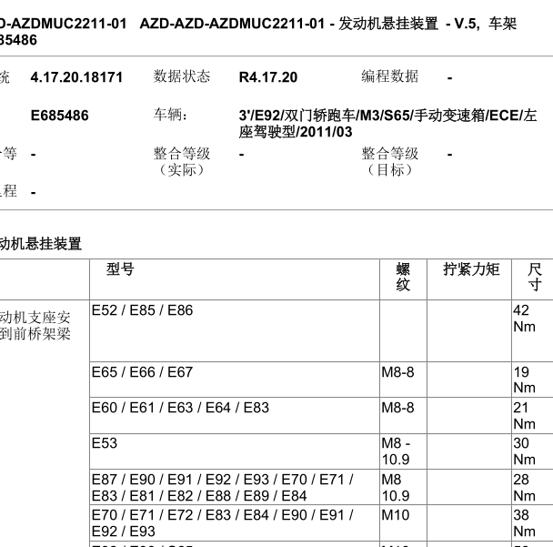 2011年宝马M3发动机扭矩