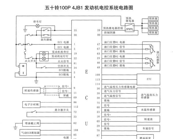 五十铃4JB1发动机电路图
