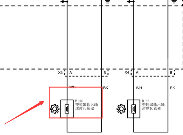 2016年凯迪拉克XTS变速箱涡轮转速传感器电路图