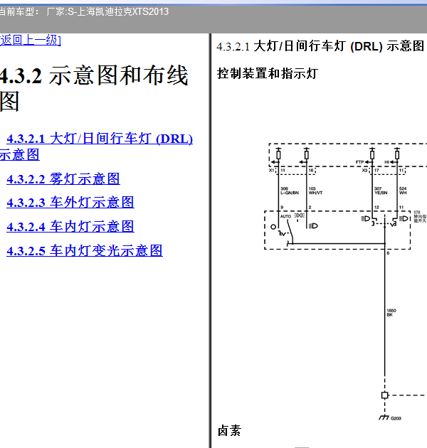 13年凯迪拉克XTS大灯控制线路图