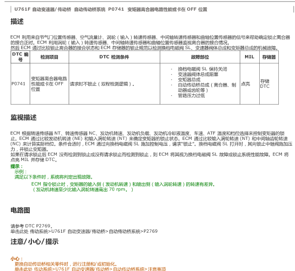 17年丰田RAV4 P0741故障码