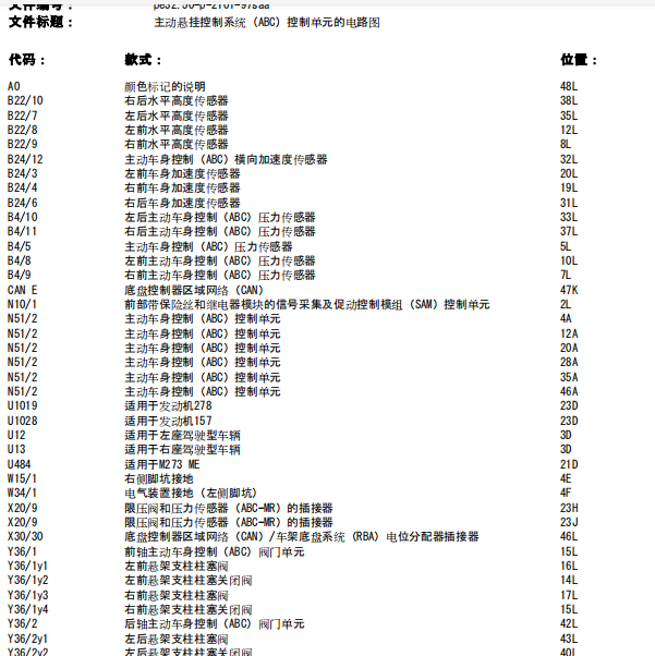 2009年奔驰S350水平高度传感器电路图