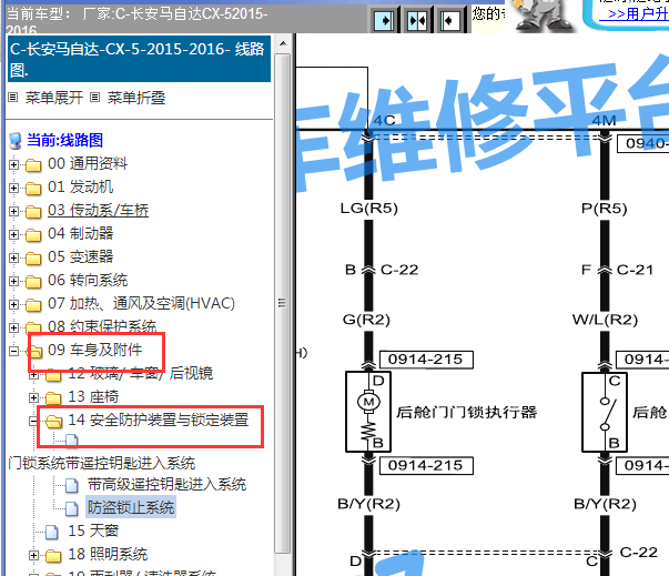 2015-2016年马自达CX-5 行李箱电路图