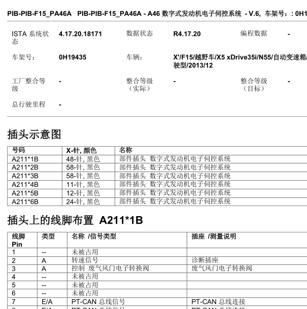 2013年宝马X5发动机电脑针脚图