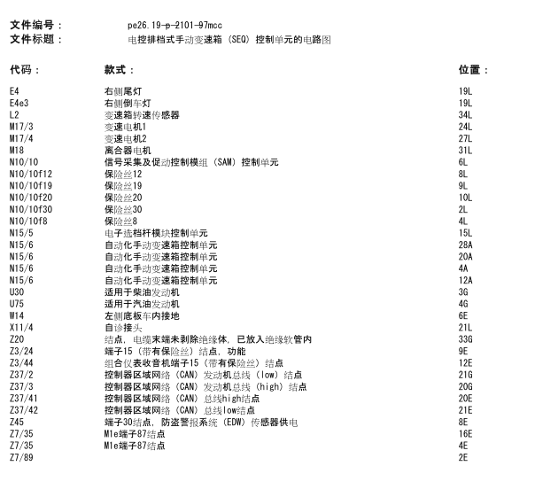 12年奔驰smart变速箱控制线路图