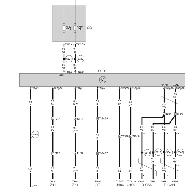 北汽绅宝D50仪表控制线路图