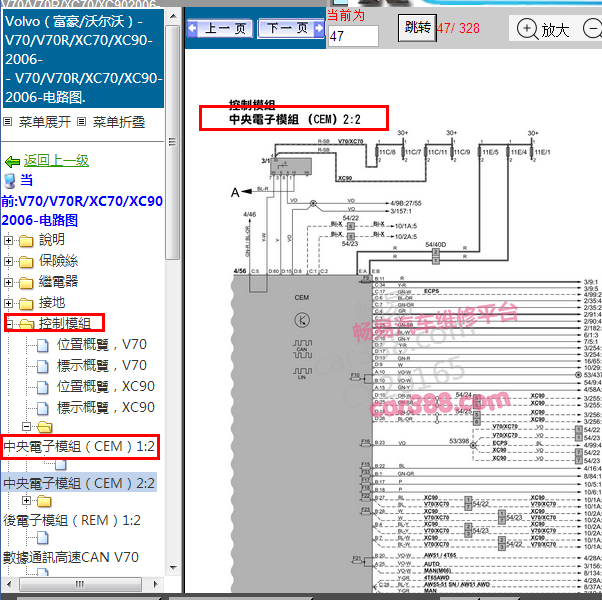 2006年沃尔沃XC90中央电子模组电路图