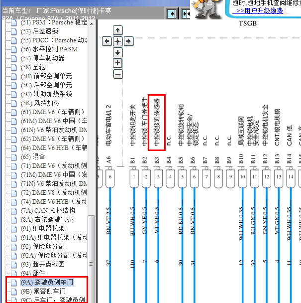 2011年保时捷卡宴遥控接收电路图