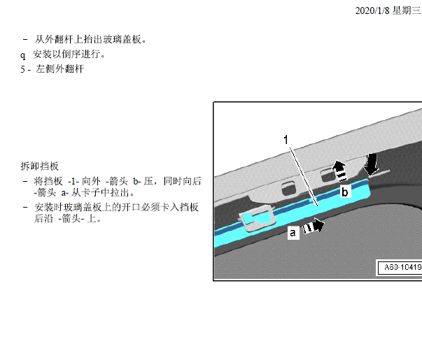 2015年奥迪A8天窗拆装资料