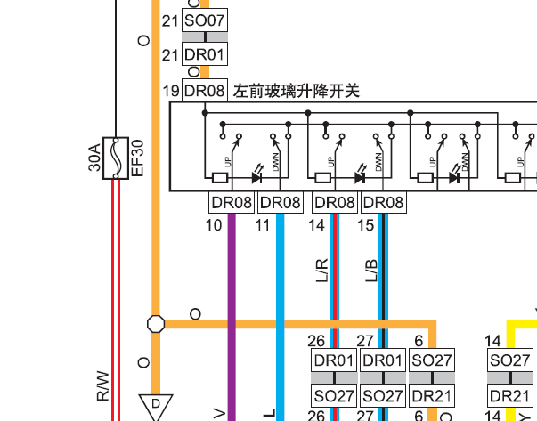 吉利帝豪EC7车窗电路图