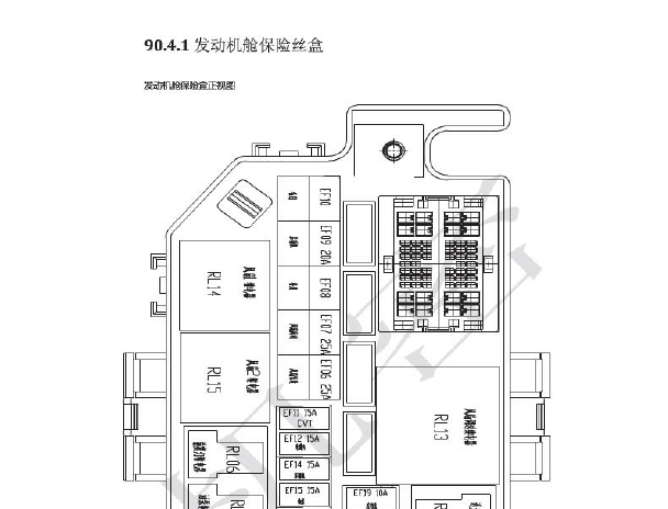 2016年北汽幻速S6发动机舱保险丝盒资料
