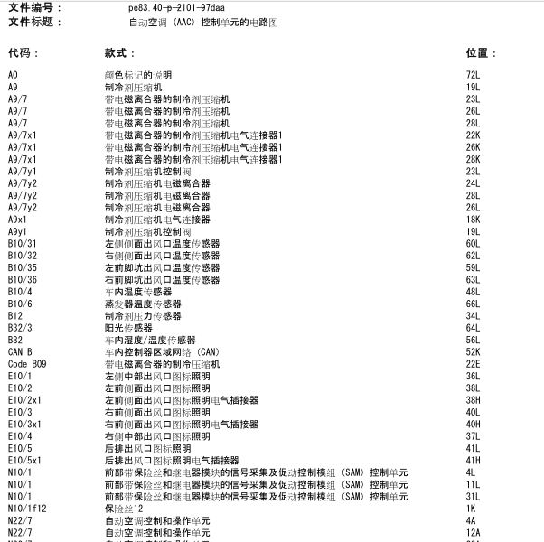 奔驰E200空调电路图