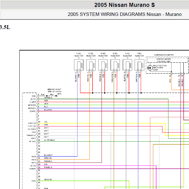 2005年日产楼兰发动机电路图