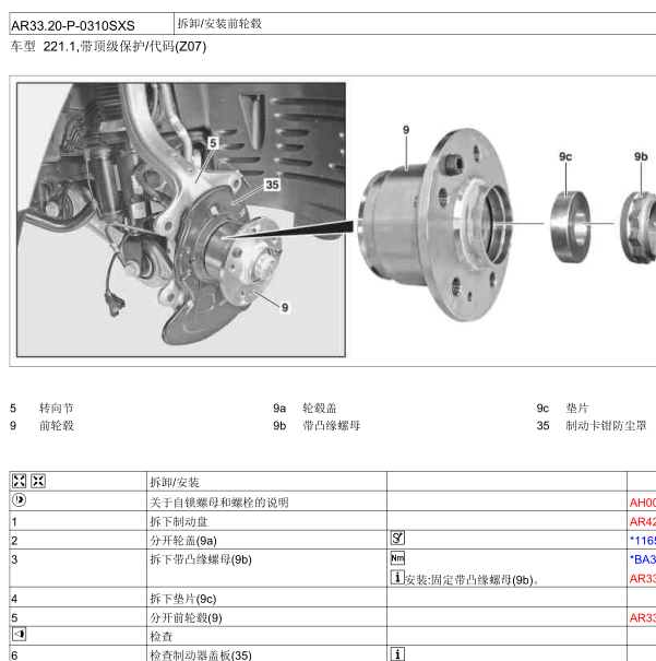 2012年奔驰S350L前轮轴承拆装