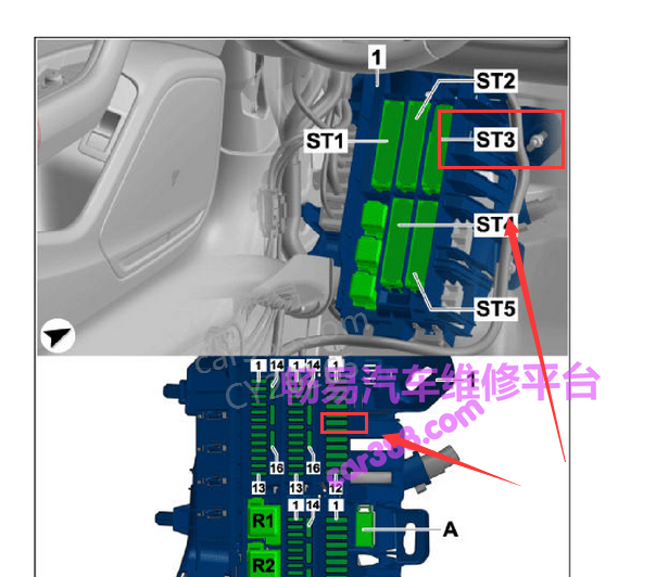2017-2018年奥迪Q5点烟器保险丝位置