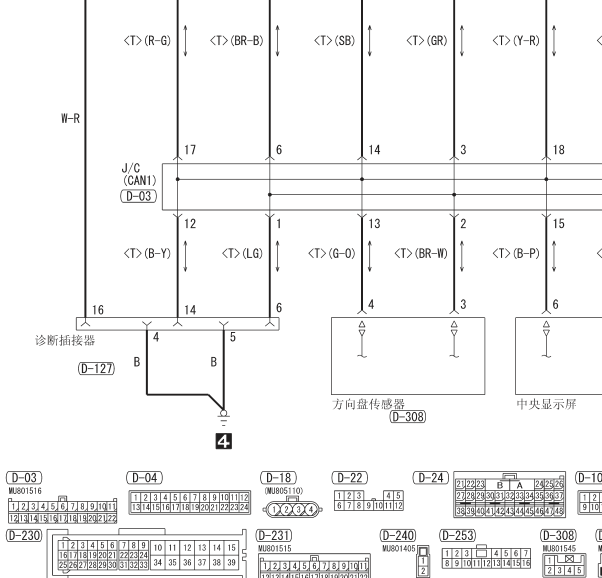 08年三菱帕杰罗的OBD诊断接口连接图