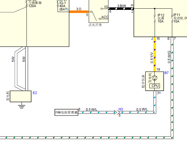2017年五十铃D-MAX 电池管理器线路图