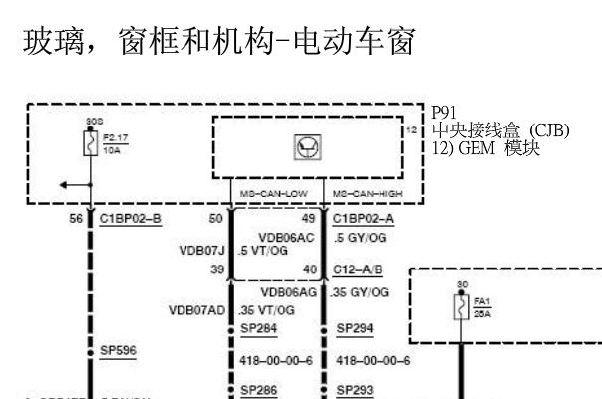 长安福特麦柯斯车窗电路图