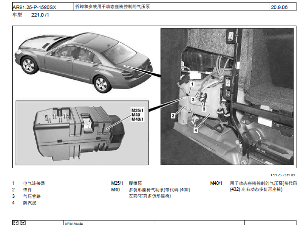 2009年奔驰S350腰部支撑资料