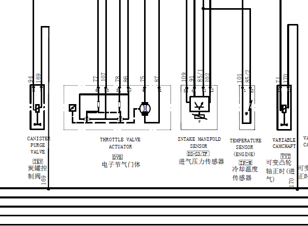 北汽威旺DAM15发动机电路图
