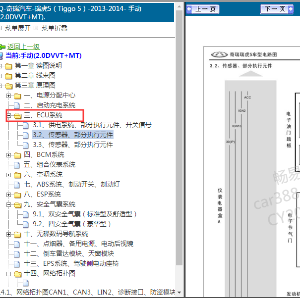 2014年瑞虎5发动机电路图