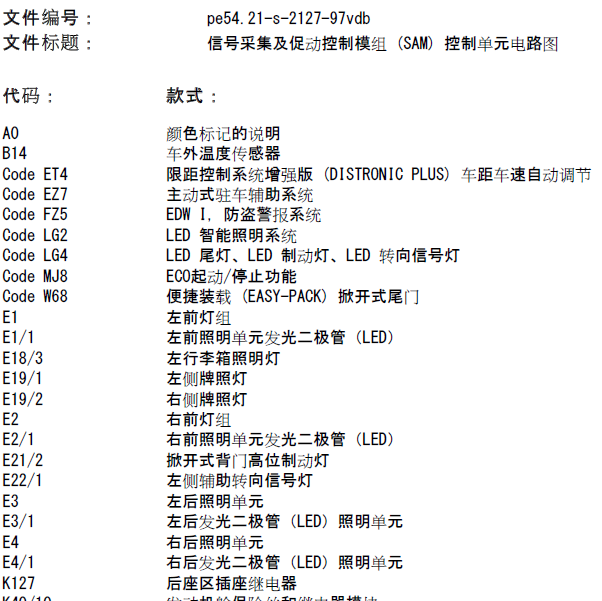 2017年奔驰威霆SAM模块电路图