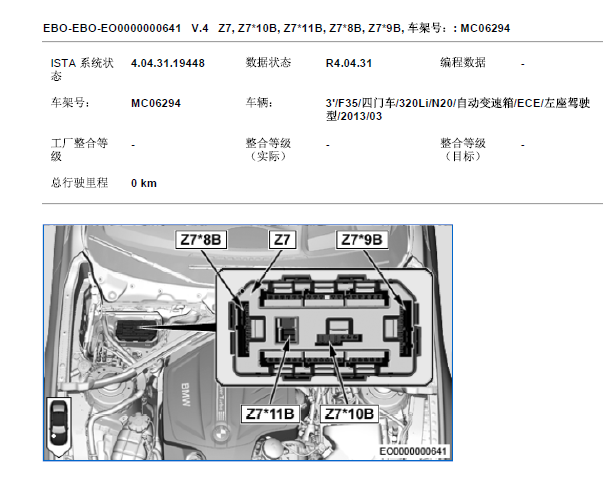 2013年宝马320LI 前部接线盒位置
